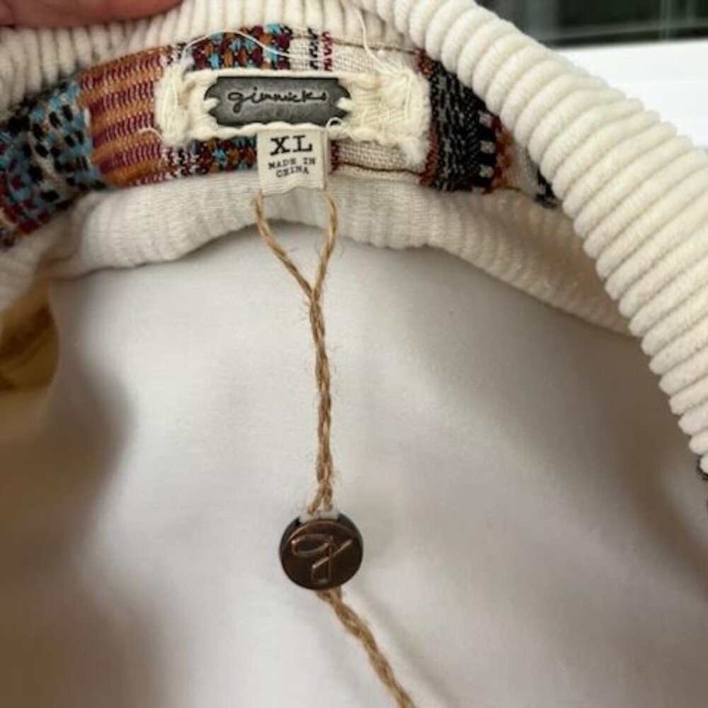 Gimmicks Shacket Women's XL Cotton Stitched Navajo Southwestern Plaid Frayed - Picture 2 of 8